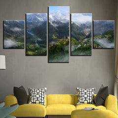 Cloudy Mountains River Natural Wall Art Decor - CozyArtDecor