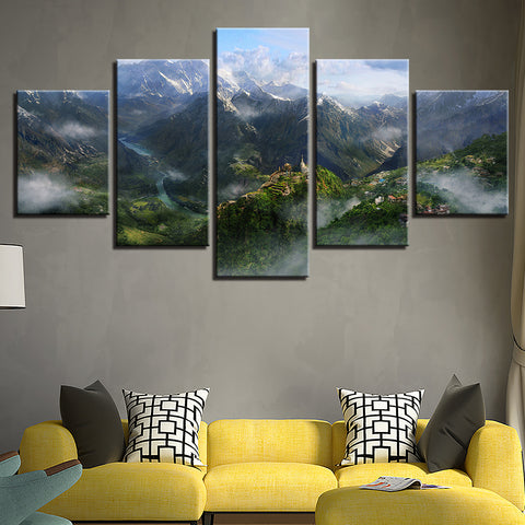 Cloudy Mountains River Natural Wall Art Decor - CozyArtDecor