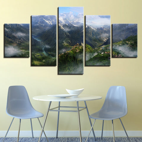 Cloudy Mountains River Natural Wall Art Decor - CozyArtDecor