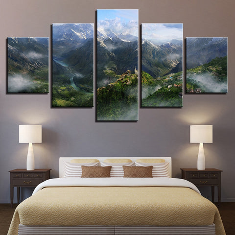 Cloudy Mountains River Natural Wall Art Decor - CozyArtDecor