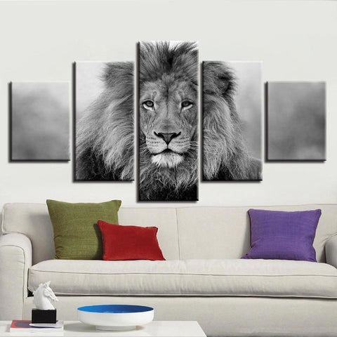 Lion Head Portrait Black And White Wall Art Decor - CozyArtDecor