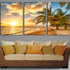 Image of Sunset Dusk Beach Wave Coconut Trees Wall Art Decor - CozyArtDecor