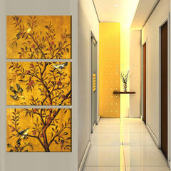 Golden Bird And Tree Wall Art Decor Canvas Print - CozyArtDecor