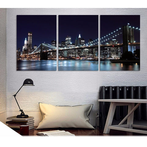 City Bridge New York Night View Wall Art Decor - CozyArtDecor