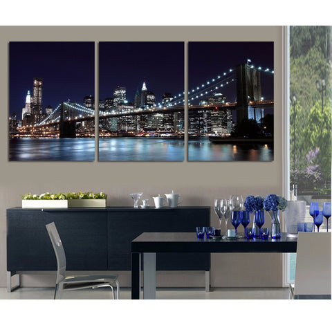 City Bridge New York Night View Wall Art Decor - CozyArtDecor