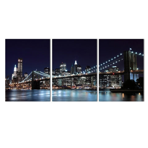 City Bridge New York Night View Wall Art Decor - CozyArtDecor