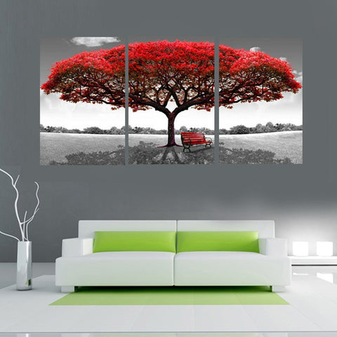 Red Tree Scenery Landscape Wall Decor Art - CozyArtDecor