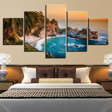 Palm Tree Beach Seascape Wall Art Decor Canvas Print - CozyArtDecor