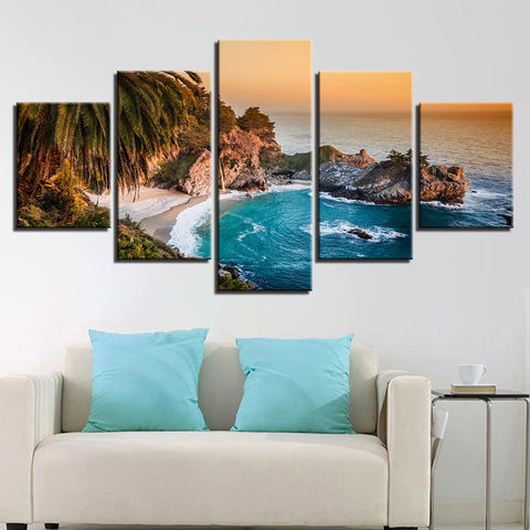 Palm Tree Beach Seascape Wall Art Decor Canvas Print - CozyArtDecor