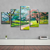 Image of Spring Garden Path Trees Flowers Wall Art Decor - CozyArtDecor