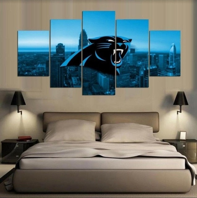 Carolina City Sports Panthers Canvas Wall Art Poster American Football  Sports Home Bedroom Living Room Office Wall Decor Gifts for Fans X5pcs